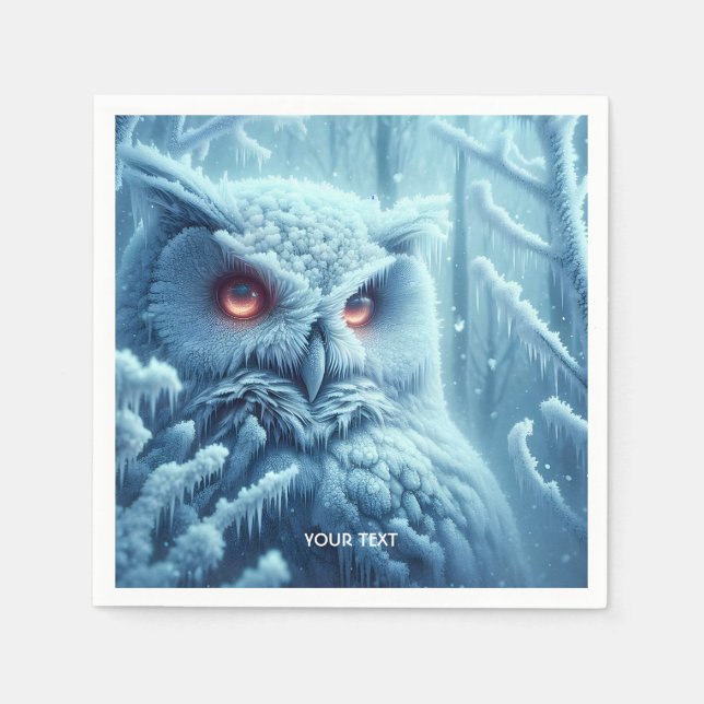 Servilleta De Papel Fantasy Cute Owl Snow Winter (Anverso)