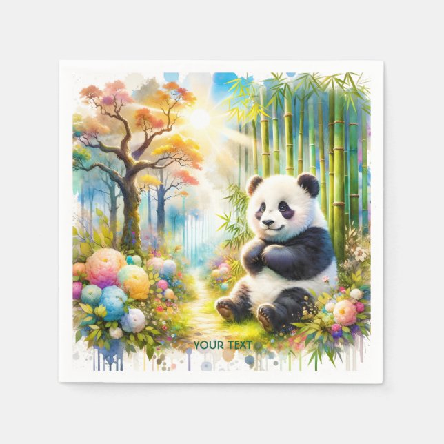 Servilleta De Papel Fantasy Cute Panda Bamboo Forest (Anverso)