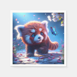 Servilleta De Papel Fantasy Cute Panda Red Butterfly