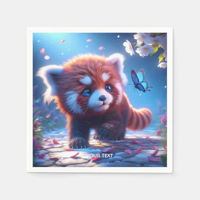 Servilleta De Papel Fantasy Cute Panda Red Butterfly (Anverso)