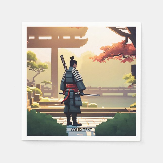 Servilleta De Papel Fantasy Cute Pixel Art Samurai (Anverso)