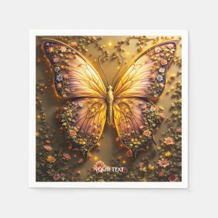 Servilleta De Papel Fantasy Cute Plum Peach Butfly