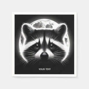 Servilleta De Papel Fantasy Cute Racoon Face Moon