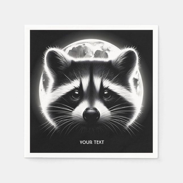 Servilleta De Papel Fantasy Cute Racoon Face Moon (Anverso)