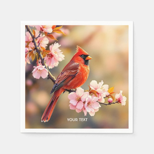 Servilleta De Papel Fantasy Cute Red Bird Cherry (Anverso)