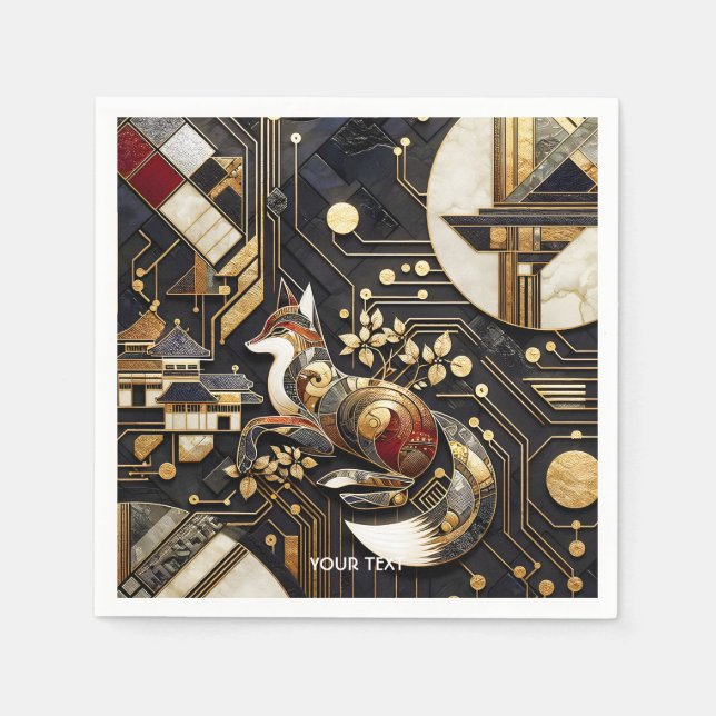 Servilleta De Papel Fantasy Cute Resumen Arte Fox (Anverso)