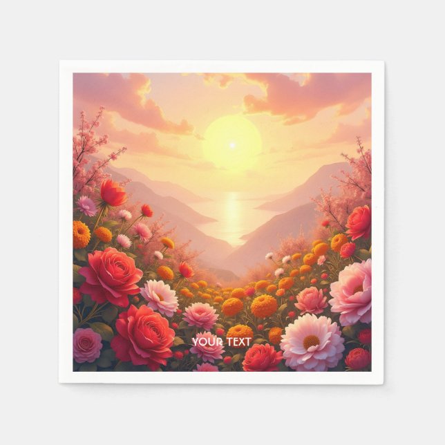 Servilleta De Papel Fantasy Cute River Flores Sunset (Anverso)