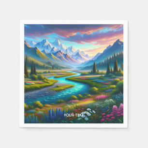Servilleta De Papel Fantasy Cute River Flowers Valley