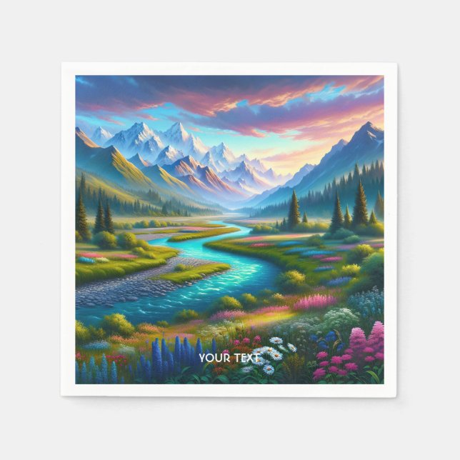 Servilleta De Papel Fantasy Cute River Flowers Valley (Anverso)