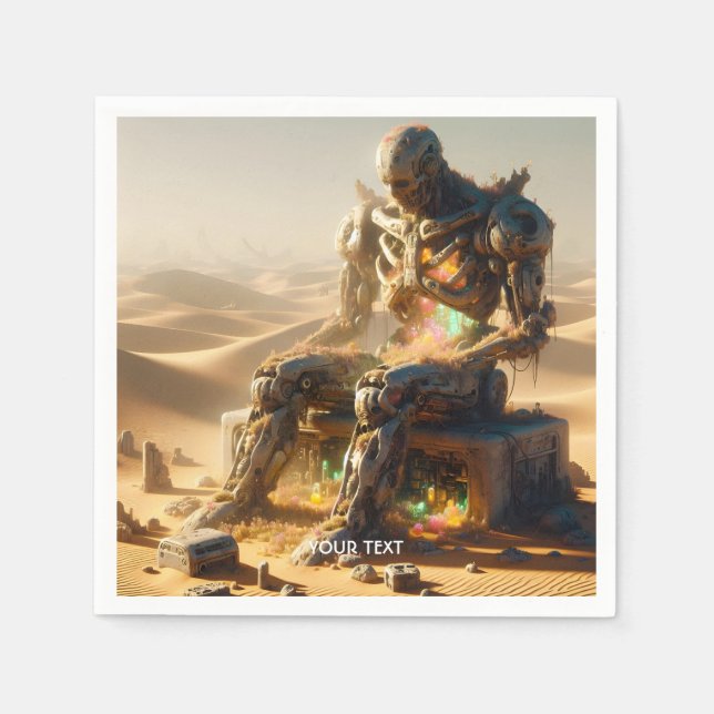 Servilleta De Papel Fantasy Cute Rusty Robot Desert (Anverso)