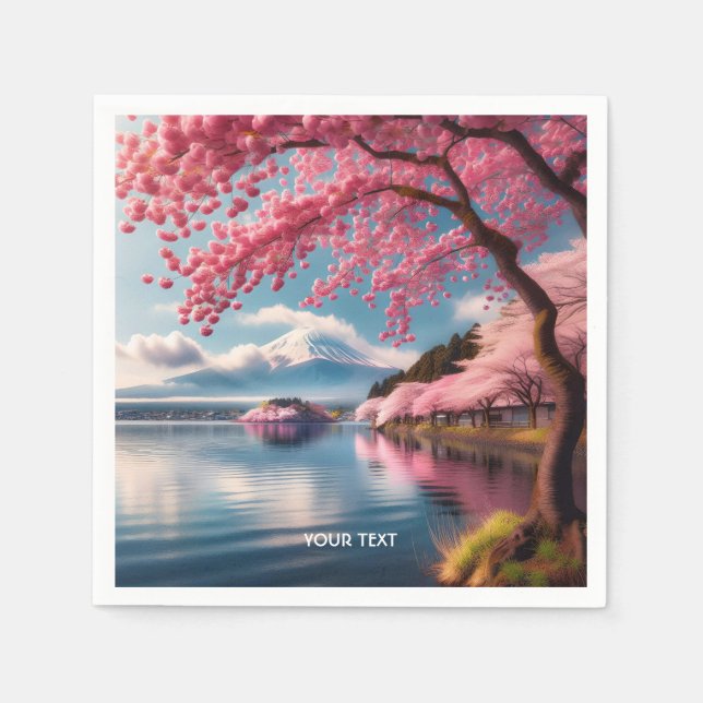 Servilleta De Papel Fantasy Cute Sakura Lake Mountain (Anverso)