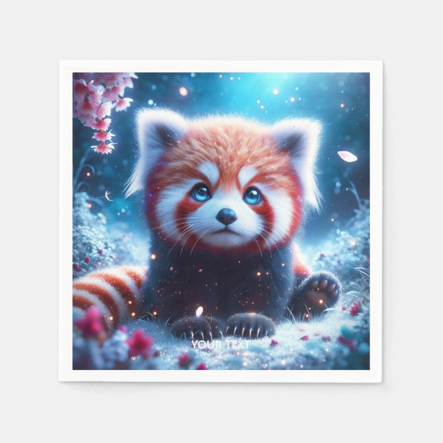Servilleta De Papel Fantasy Cute Sakura Panda Red (Anverso)