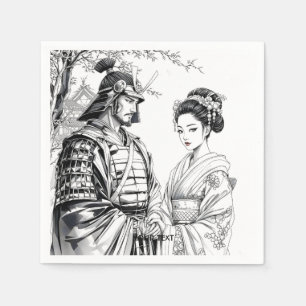 Servilleta De Papel Fantasy Cute Samurai Geisha Lápiz