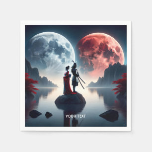 Servilleta De Papel Fantasy Cute Samurai Mujer Moon