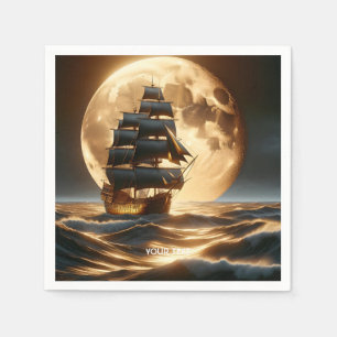 Servilleta De Papel Fantasy Cute Sea Brigantine Moon