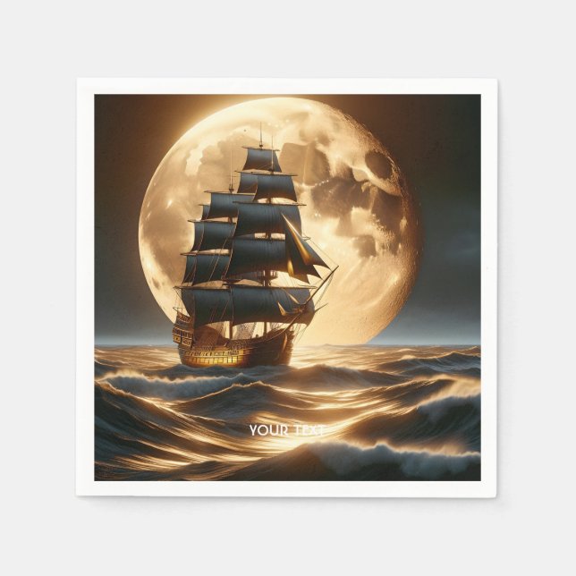 Servilleta De Papel Fantasy Cute Sea Brigantine Moon (Anverso)