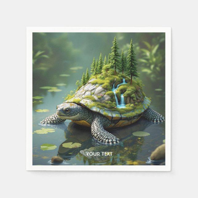 Servilleta De Papel Fantasy Cute Serene Turtle Forest (Anverso)