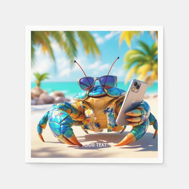 Servilleta De Papel Fantasy Cute Shell Crab Beach (Anverso)