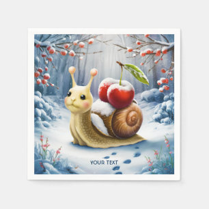 Servilleta De Papel Fantasy Cute Snail Cherry Winter