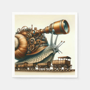 Servilleta De Papel Fantasy Cute Steampunk Snail Train