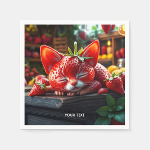 Servilleta De Papel Fantasy Cute Strawberry Lovely Kitten