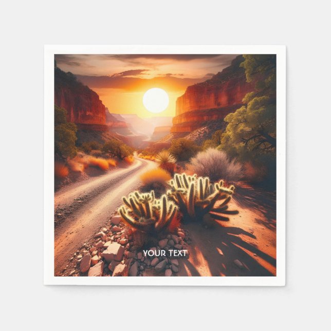 Servilleta De Papel Fantasy Cute Sun Desert Sunset (Anverso)