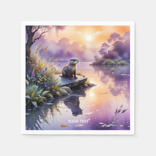 Servilleta De Papel Fantasy Cute Sunset Purple Lake