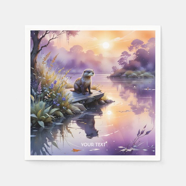 Servilleta De Papel Fantasy Cute Sunset Purple Lake (Anverso)