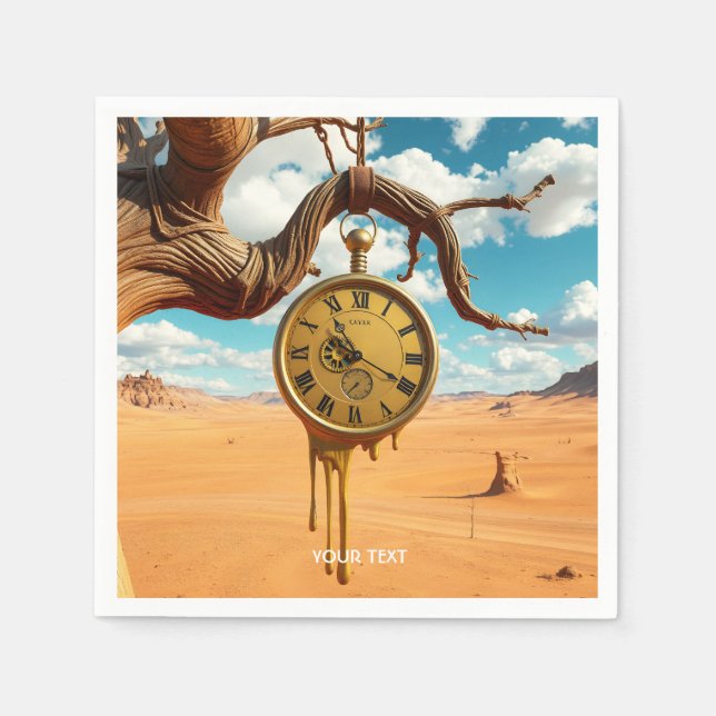 Servilleta De Papel Fantasy Cute Tree Desert Clock (Anverso)