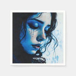 Servilleta De Papel Fantasy Cute Triste Chica Azul