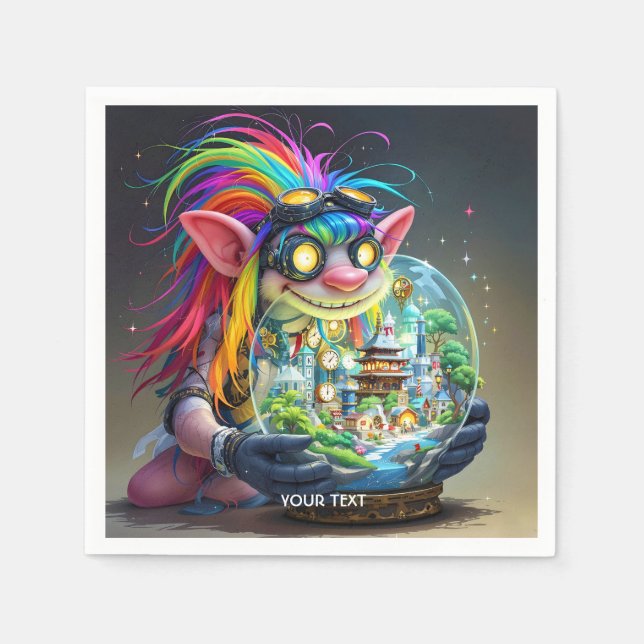 Servilleta De Papel Fantasy Cute Troll Making City (Anverso)