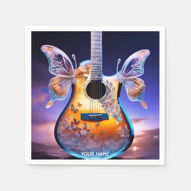 Servilleta De Papel Fantasy Cute Vivid Beautiful Glass Guitar (Anverso)