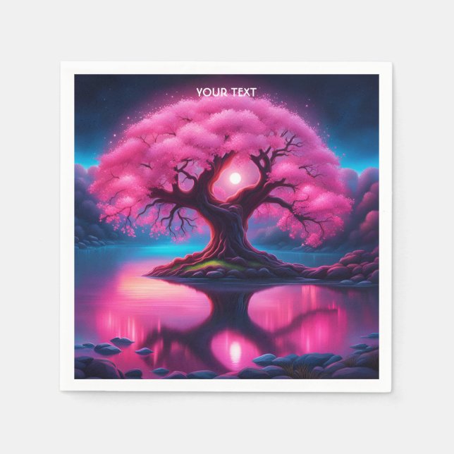 Servilleta De Papel Fantasy Cute Vivid Blossom Pink Moon (Anverso)