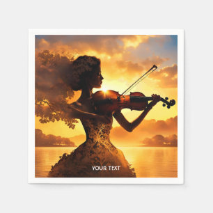 Servilleta De Papel Fantasy Cute Vivid Chica Jugando Violín