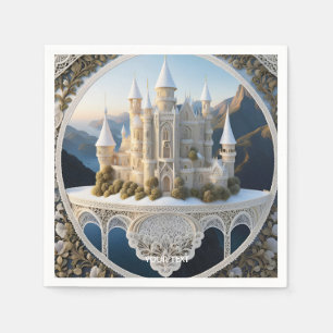 Servilleta De Papel Fantasy Cute Vivid Filigree White Castle