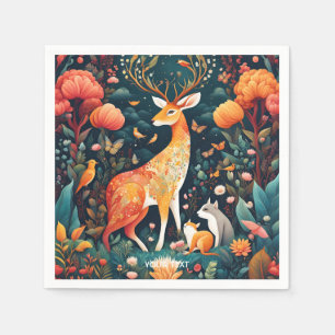 Servilleta De Papel Fantasy Cute Vivid Flowers Forest Deer