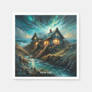 Servilleta De Papel Fantasy Cute Vivid House Storm Ocean
