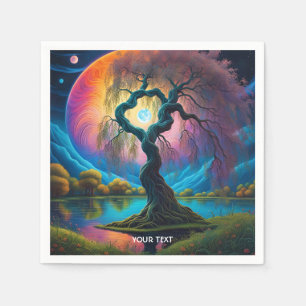 Servilleta De Papel Fantasy Cute Vivid Moon Tree Lake