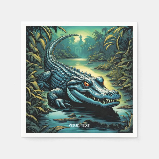 Servilleta De Papel Fantasy Cute Vivid Personalizado Alligator Forest (Anverso)