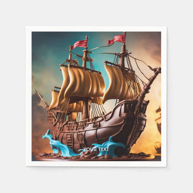 Servilleta De Papel Fantasy Cute Vivid Pirate Ship Cake (Anverso)