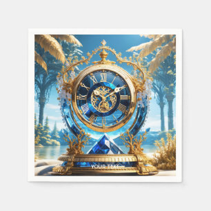 Servilleta De Papel Fantasy Cute Vivid Sapphire Clock Sea