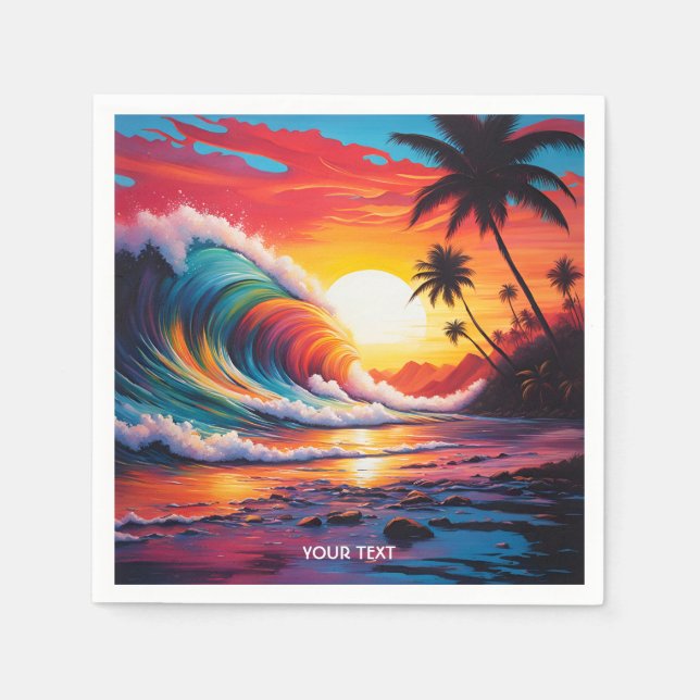 Servilleta De Papel Fantasy Cute Vivid Waves Beach Sunset (Anverso)