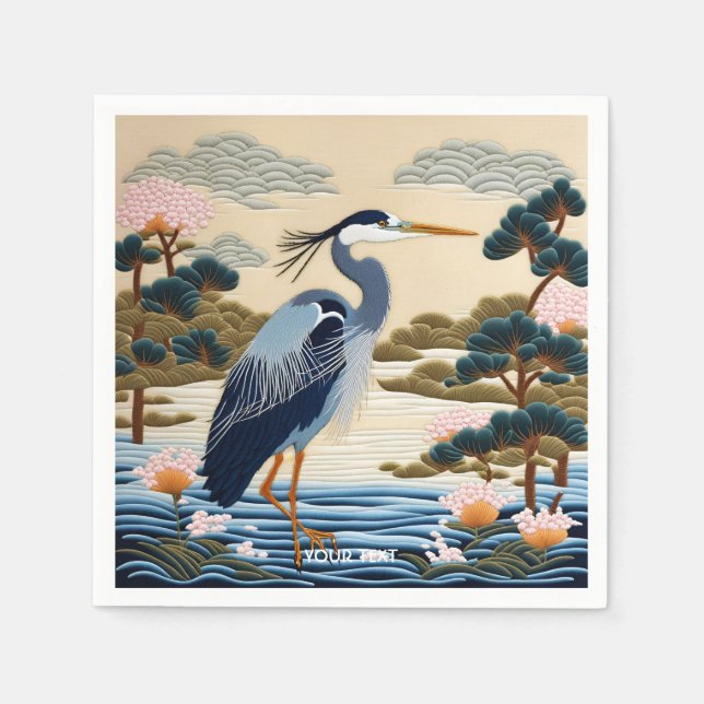 Servilleta De Papel Fantasy Cute Viviente Heron Blue japonés (Anverso)