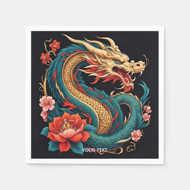 Servilleta De Papel Fantasy Cute Vivit Blue Yellow Dragon (Anverso)