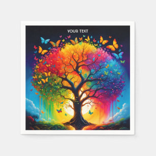 Servilleta De Papel Fantasy Cute Vivit Life Tree Rainbow