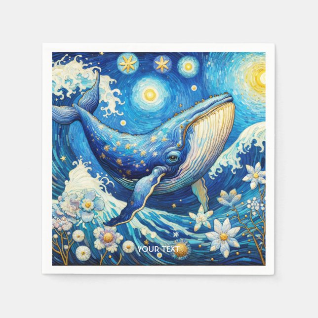 Servilleta De Papel Fantasy Cute Whale Stars Sea (Anverso)