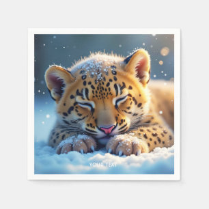 Servilleta De Papel Fantasy Cute Winter Baby Leopard