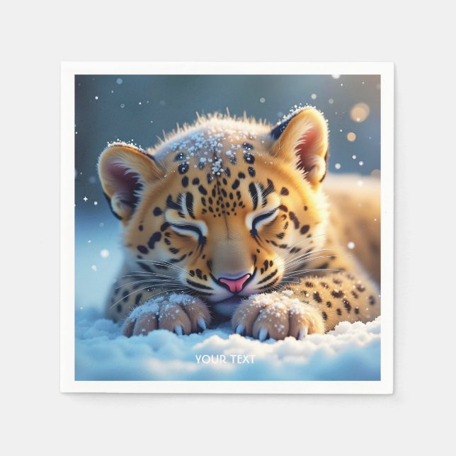 Servilleta De Papel Fantasy Cute Winter Baby Leopard (Anverso)