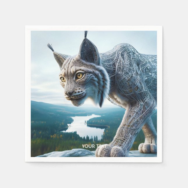 Servilleta De Papel Fantasy Cute Wired Lynx Forest (Anverso)