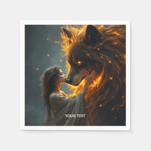 Servilleta De Papel Fantasy Cute Wolf Chica Fire